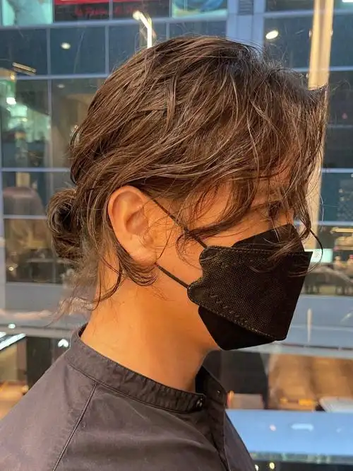 丸子头  #男生留长发  #今日发型  #中