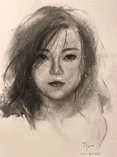 炭笔画人像