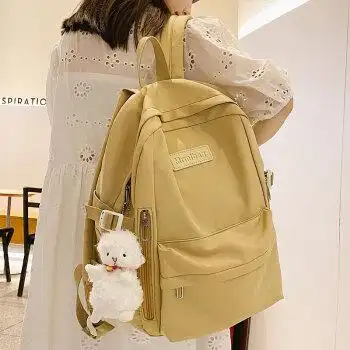 双肩包女帆布 法书包女大学生大容量电脑背包帆布初中生高中双肩包