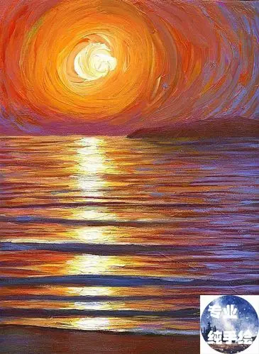 非打印海上日出太阳灿烂手绘风景油画欧式温暖朝气力量客厅玄关画