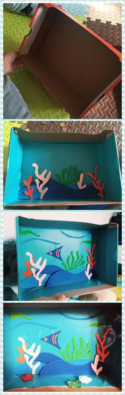 空置鞋盒 和孩子一起做个海底世界