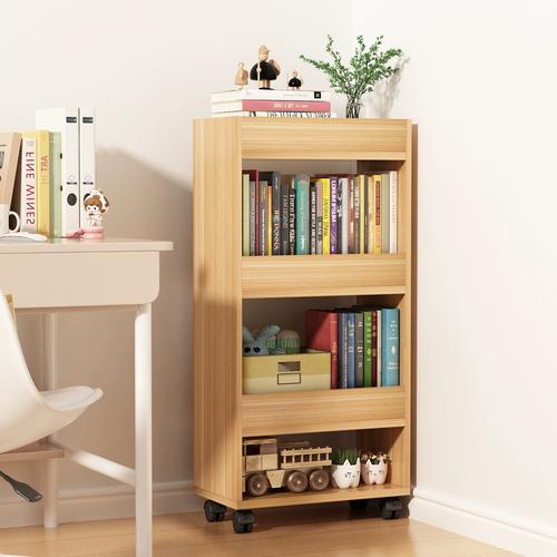 简易书架落地置物架儿童书柜带轮家用客厅卧室学生用可移动收纳架