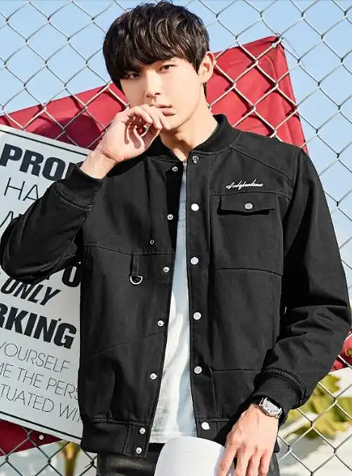 衣品天成2018春季新款男生外套百搭韩版潮流休闲棒球领飞行员夹克