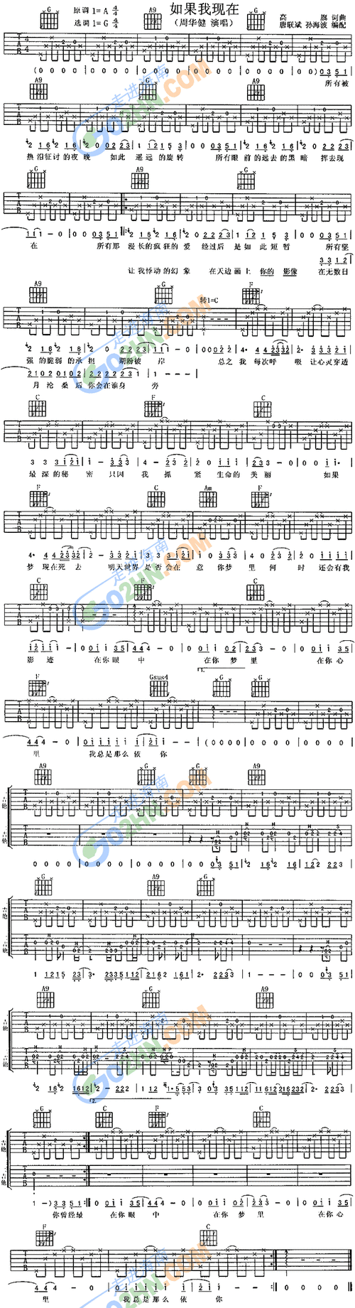如果我现在吉他谱-吉他六线谱精选