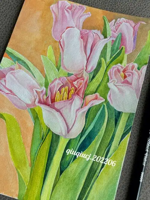 水彩郁金香女神