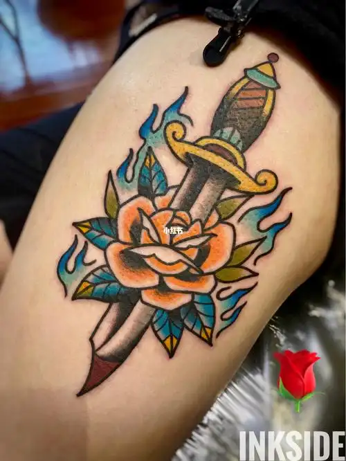 佛山纹身oldschool纹身玫瑰纹身