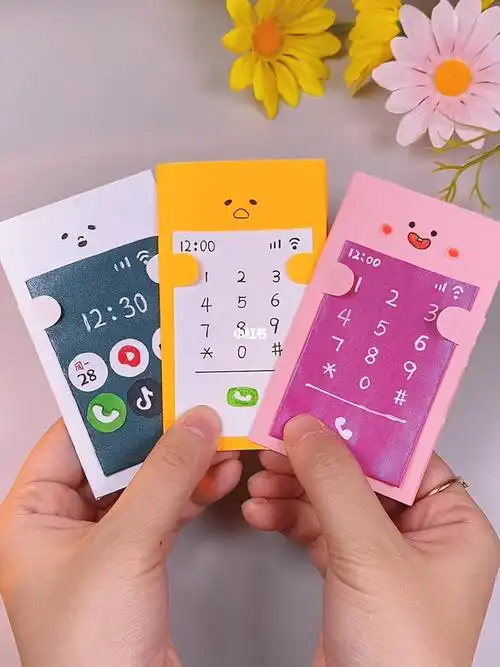 一张纸做可爱的手机小本子超级萌