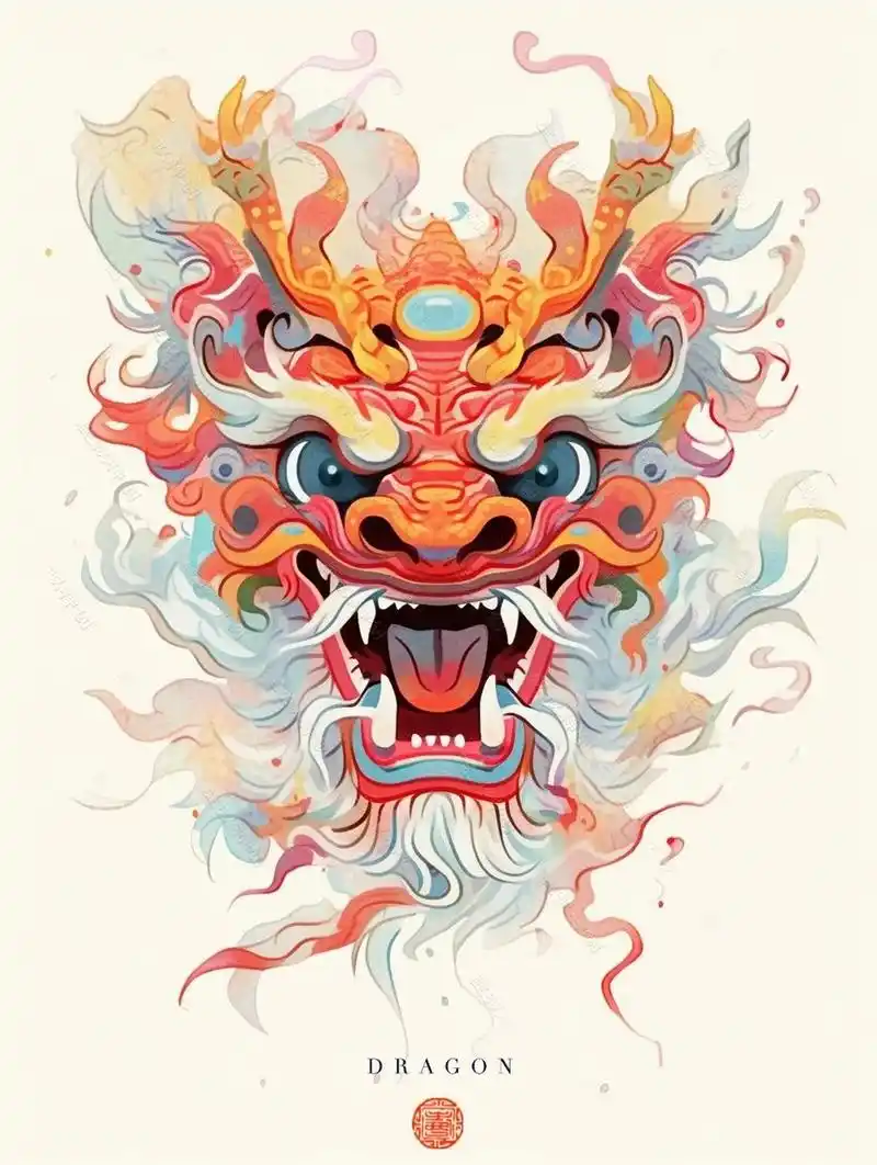 国潮|中国龙/龙头/龙首素材插画