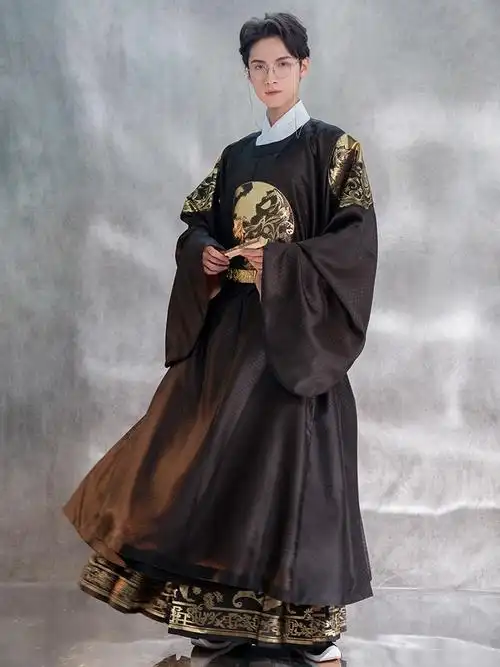弦月汉服男秋冬情侣款原创明圆领长袍金马面裙汉服