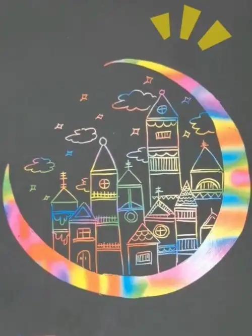 用牙签和刮画纸画漂亮的房子929697-度小视