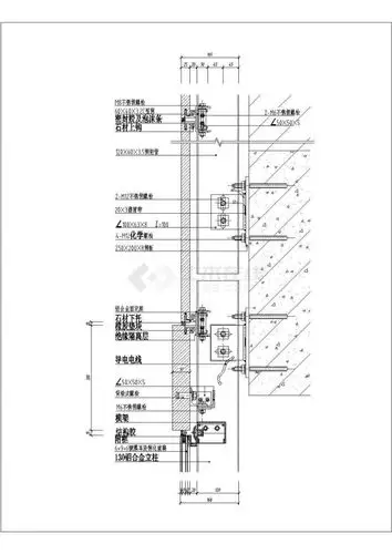 某玻璃幕墙cad完整构造详细设计节点图