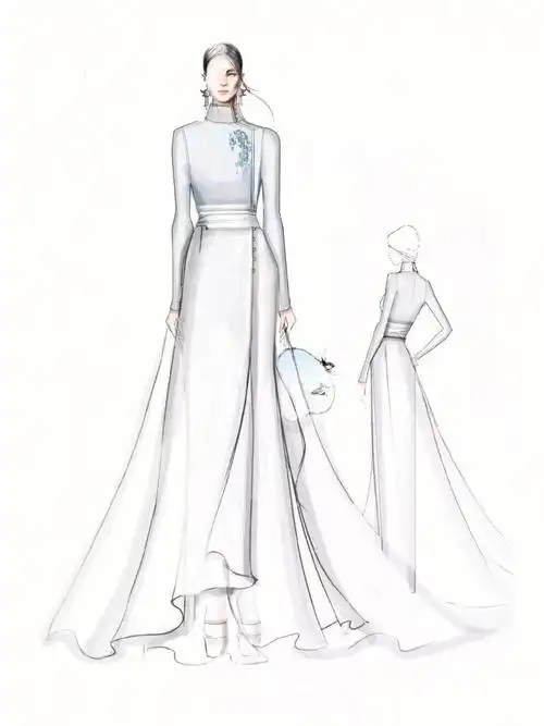 熊英手稿盖娅传说国风服装设计手绘