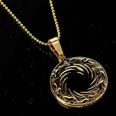金色凤凰图腾圆形吊坠金项链a23