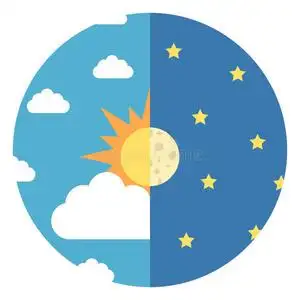 昼夜更替插画-昼夜更替手绘-昼夜更替卡通图-摄图新视界