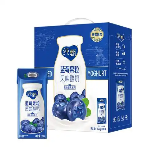 蒙牛纯甄酸牛奶200g*10盒整箱批发蓝莓果粒酸奶官方旗舰店