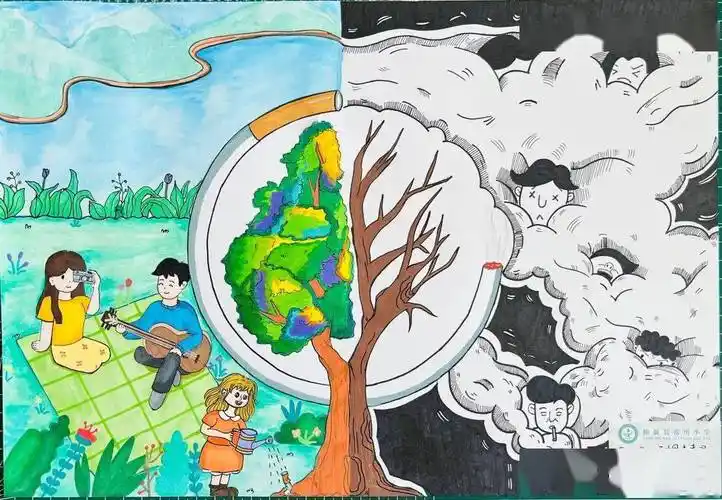 绘少年力量 画无烟未来——青少年控烟绘画作品展示_小学组_十堰_校园