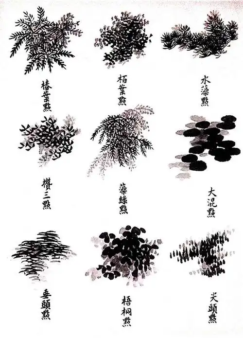 写意山水二:最全树叶画法《芥子园画谱》