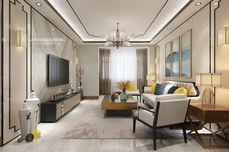 保利城新中式客厅效果图