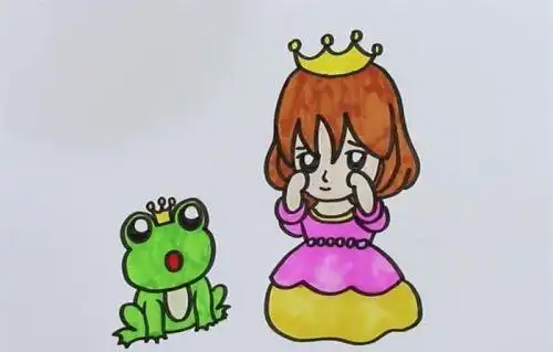 青蛙王子与公主的简笔画怎么画 公主与青蛙简笔画步骤教学