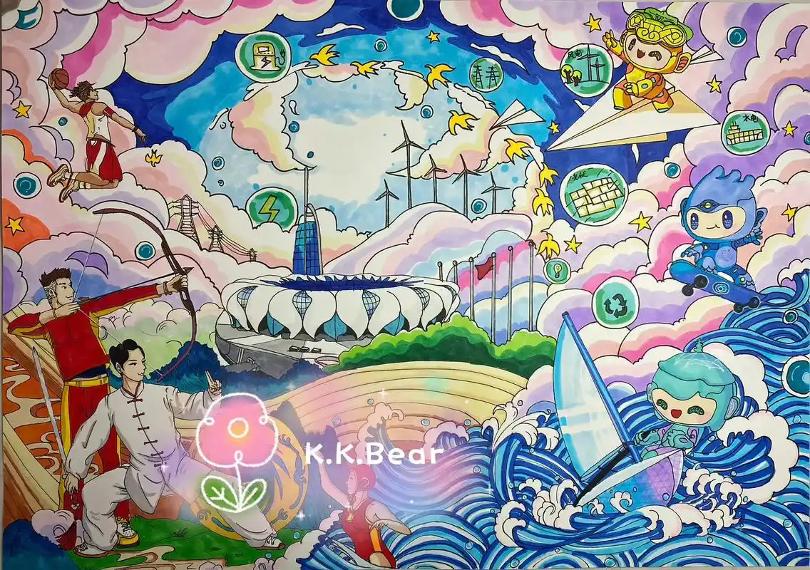 我眼中的亚运 杭州亚运会 马克笔手绘.#画画 #马克笔手绘  - 抖音