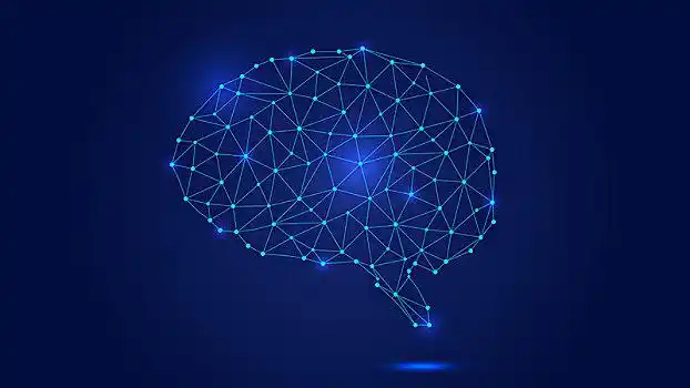 点线链接构图抽象大脑,抽象的未来科学和技术背景