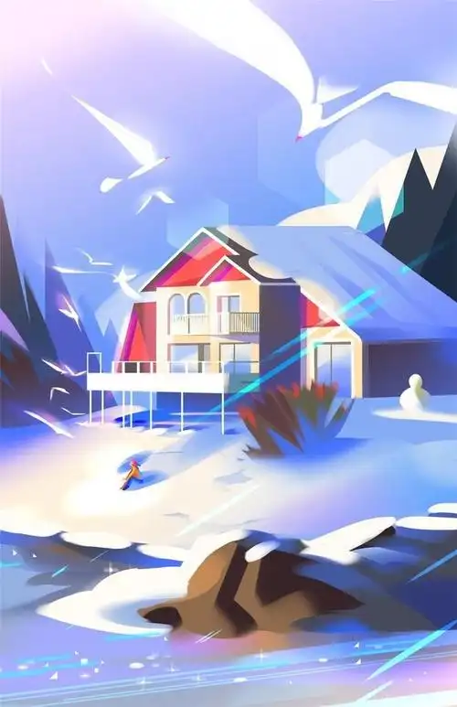 jennyyu使用纸片平涂的作画方式舍弃了多余的结构塑造使画面看起来