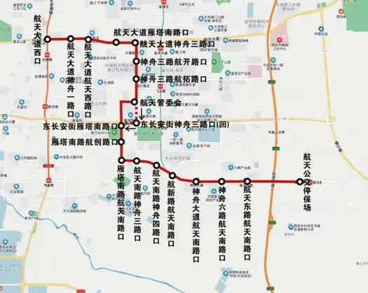 调 整 1 7 7 路 首末站:航天公交停保场——航天大道西口 线路长度