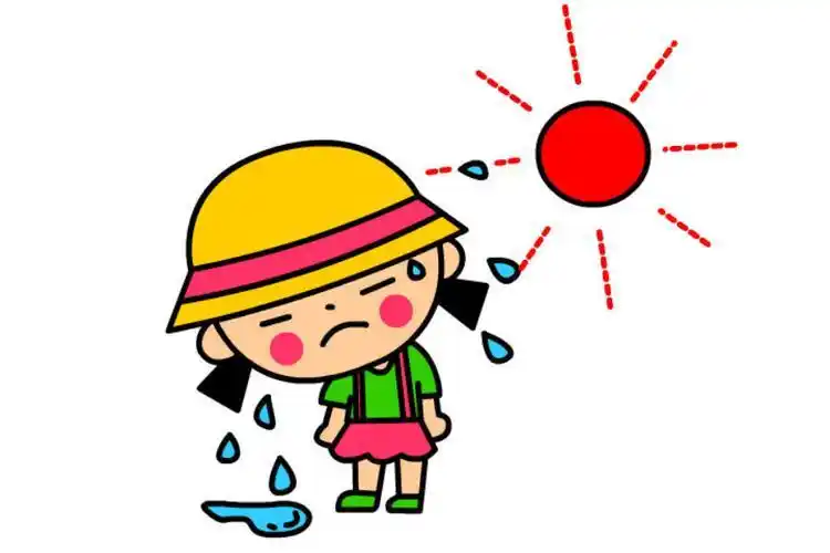 夏日流汗女孩简笔画女孩简笔画炎热的夏天上色简笔画图片教程步骤热