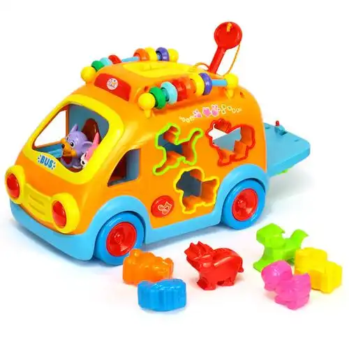 汇乐开心乐园巴士儿童早教万向电动小汽车玩具车013岁婴幼儿玩具988