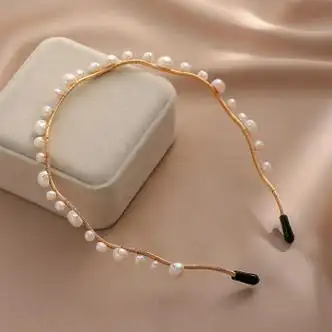 铂美家bomeijia复古超温柔气质小众天然淡水巴洛克珍珠发箍韩国名媛
