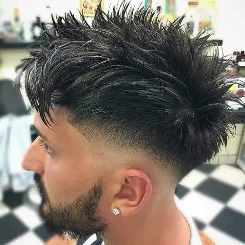 cool low taper fade with messy spiky hair