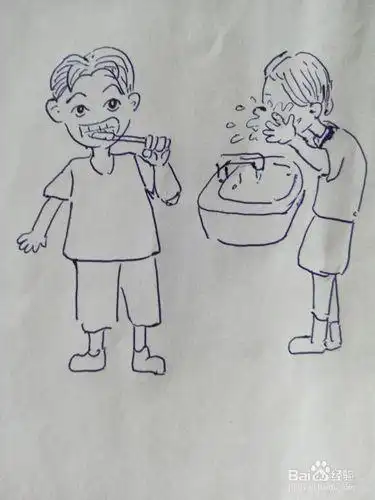 幼儿简笔画洗脸