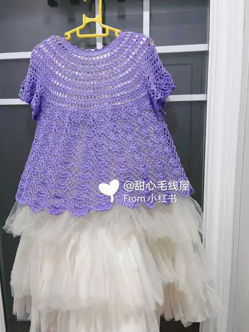 钩针甜心圆肩公主裙