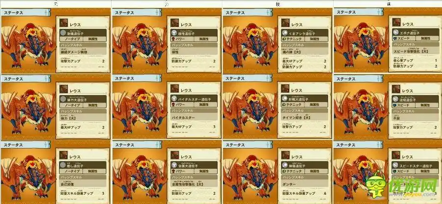 怪物猎人物语遗传因子部分图鉴分享