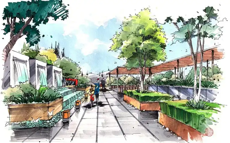 景观效果图马克笔上色示范(第一篇)