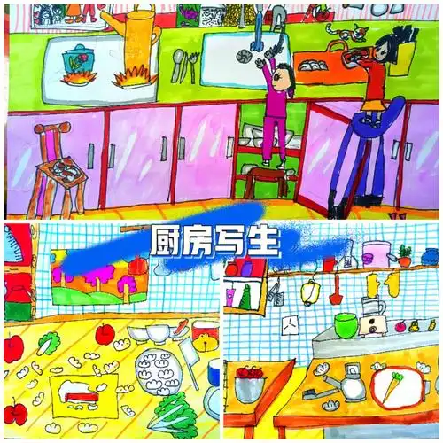 幼儿创意美术  #儿童美术  #创意儿童画  #厨房创意画  #少儿美术