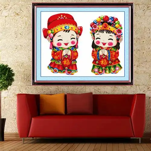 美吖金童玉女十字绣8605