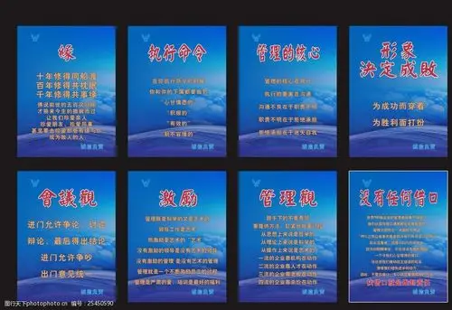 公司管理理念企业文化蓝色展板