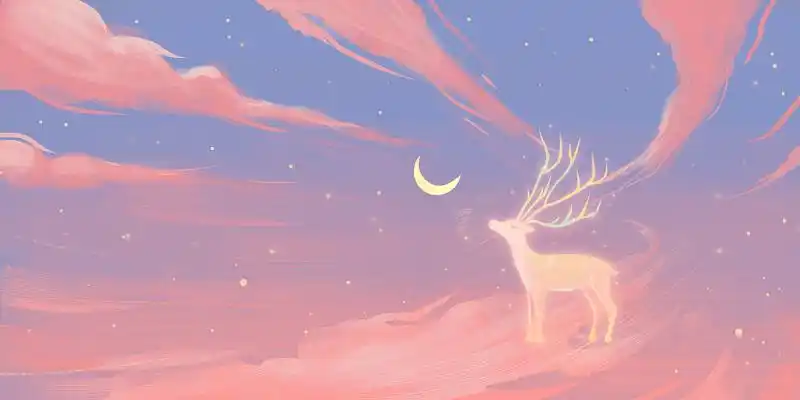 手绘梦幻星空与鹿原创插画海报