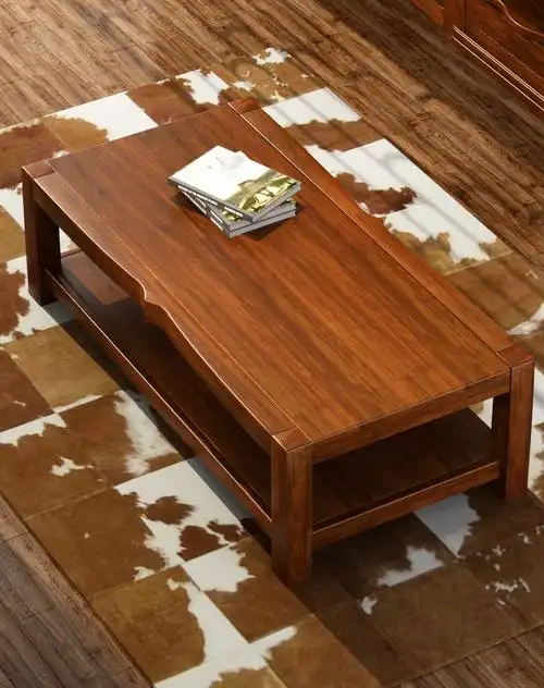 华日家具专场直发货胡桃色胡桃楸木实木双层茶几ds019301001_唯品会