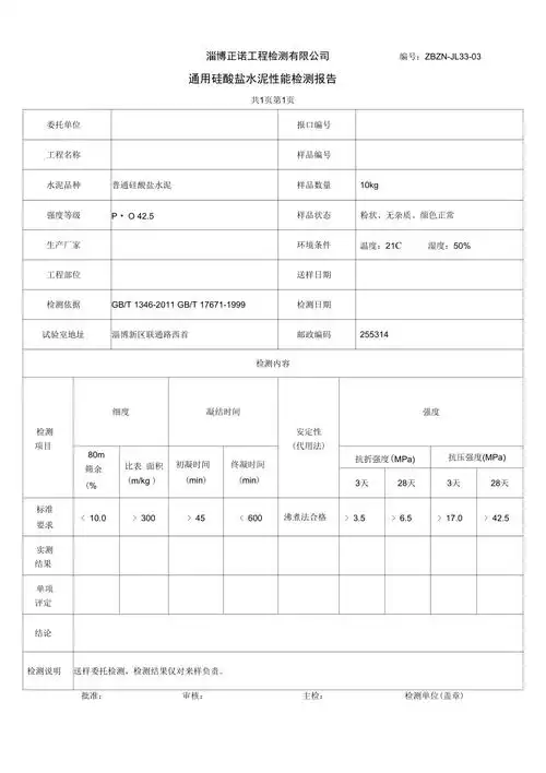 水泥检测报告doc