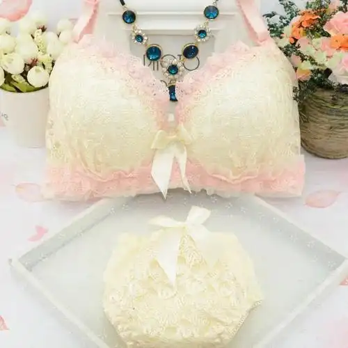 文胸内裤日系少女蕾丝内衣套装少妇性感聚拢蝴蝶结文胸套装虾红上衣