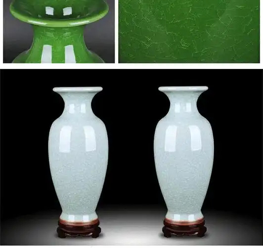 2022生态家居同款陶瓷花瓶摆件中式仿古官窑裂纹钧瓷大瓶子装饰品客厅