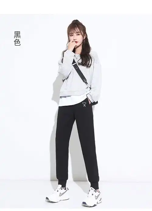 2021秋季新款运动裤女灰色运动裤女夏宽松束脚哈伦裤子春秋季新款百搭