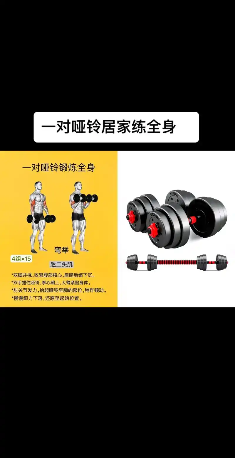 一对哑铃居家练全身#居家锻炼 #哑铃健身 #健身教学 #自律 - 抖音