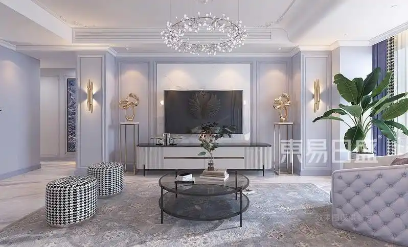 电视墙装修效果图2022新款,高端大气背景墙该这么设计-东易日盛装饰
