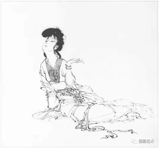 一组白描仕女画稿唯美优雅下