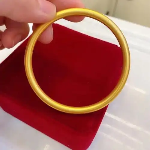 【古法传承沙金】铜镀金手镯女实心素圈越南心经镀黄金镯子网红