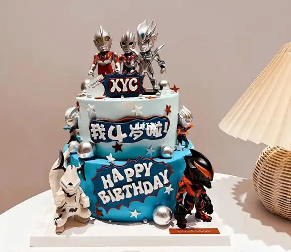 奥特曼双层生日蛋糕半翻糖奶油蛋糕