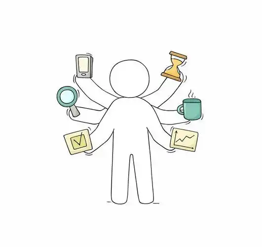 卡通小白人三头六臂事情很多很忙插画1284742图片免抠素材